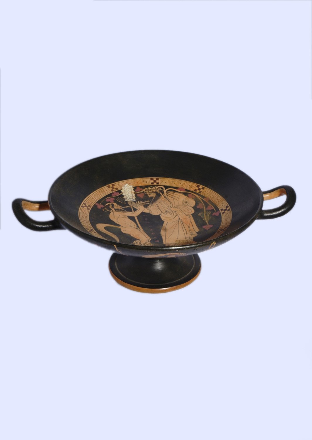 God Dionysus and Satyr Greek Red Figure kylix